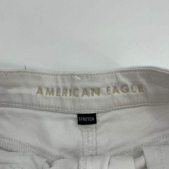 AMERICAN EAGLE AE Denim Cut Off High Waisted White Shorts Womens 8 - Picture 3 of 7